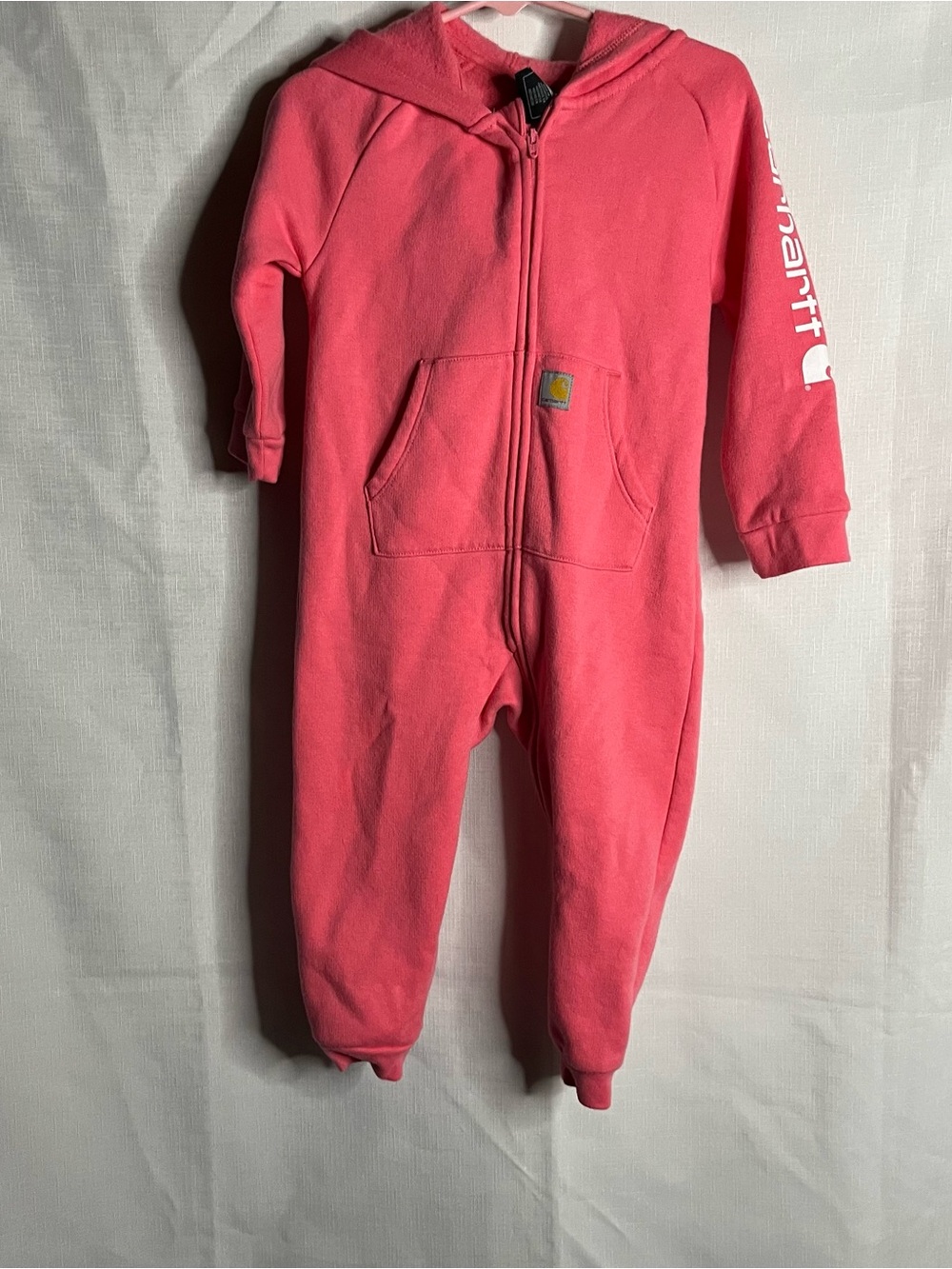 Carhartt Kids Coral Pink Hooded One-Piece Footie